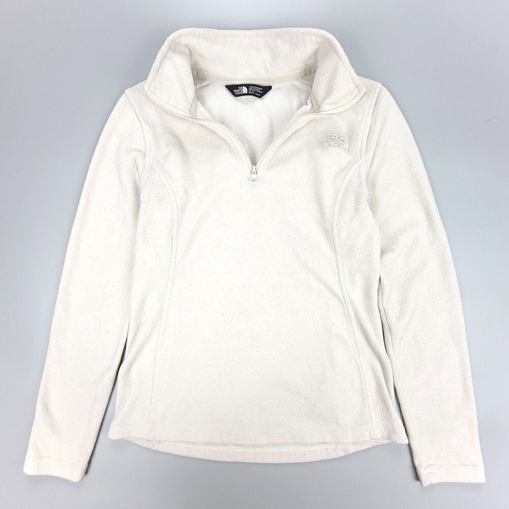 THE NORTH FACE 1/4 Zip Long Sleeve Fleece Sweater Jacket Gorpcore XS Ivory Cream